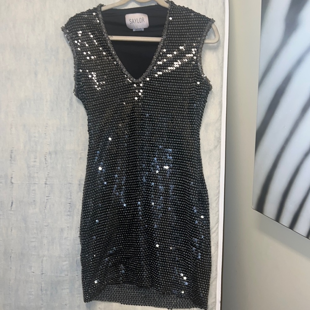 Revolve black sequin mini dress